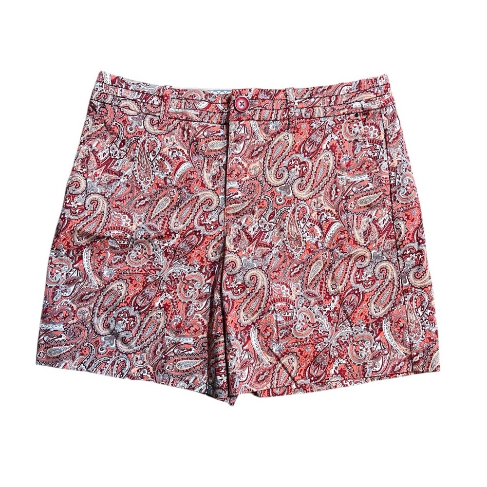 Intro Red Paisley Print Women's Shorts Size 4